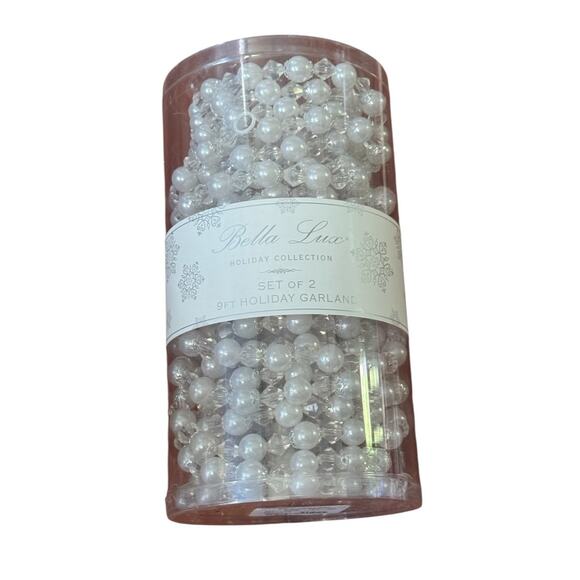 Bella Lux 9 FT Holiday Christmas Tree Beaded Garland Set of 2 Home Decor NEW - Picture 5 of 5